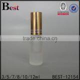 Cosmrtics 5ml 10ml Small Roll on Bottle Frosted Perfume Tube Glass Roll Bottle Vial With Gold Cap China thumbnail-1