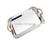 Stainless Steel Oval Food Serving Trays With Stainless Steel Handles thumbnail-5