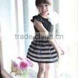 2015 Summer Girls Dress Girls Princess Stripe Dress 3D Flower Color Cute Pageant Party Wedding Costume Kids Clothing Best Gift thumbnail-3