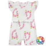 Unicorn Pattern Design Kids Jumpsuit Flutter Sleeve Clothes Wholesale Soft Baby Romper