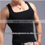 men's slim rib knitting square collar plain tank top in nanchang