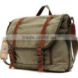 Unisex,Vintage Casual Cotton Canvas Leather Haversack Messenger Bag Courier Bag Haversack, Bookbag ,Shoulder Bag For Men & Women thumbnail-1