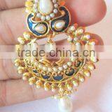 Bollywood Polki Gold Tone Dangler EARRINGS thumbnail-2