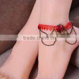 Vintage Rose Black Lace Anklet Sexy Women Dance Anklet Fancy Anklet Foot Jewelry thumbnail-2