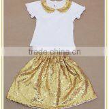 Lovely Kids Baby Girls Sequins Skirts Set Children's Shiny Gold Dress thumbnail-1
