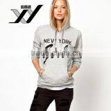 Wholesale Garment Terry Hooded Cotton Crew Neck Comfortable Print Plain Pocket Dyed for Women Sweatshirt Made in China thumbnail-1