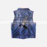 S60591B 2017 Girls Vest Turn Collar Children Clothes Bird Embroidery Waistcoats Sleeveless Kids Jeans Jackets thumbnail-3
