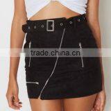 Runwaylover 130 Europe And American Style Ladies High Waist Suede Mini Skirt With Zipper thumbnail-2