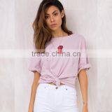 Hot Sexy bf Half Sleeve Distressed Girl's t Shirt With Custom Printing thumbnail-5