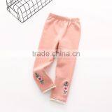 Winter Solid Color Embroidery Fleece Leggings for Kids Girls thumbnail-2