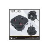 TRAVEL PLUG L-021 Qualified Black&White UK TO European Plug Adapter(CE Approved)