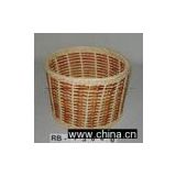 Round Basket, Rattan Weaving, Light Brown And Natutal Color