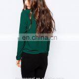 Latest Fashion Lady Blouse Design Stretch Woven Fabric V-neck Blouses for Women thumbnail-3