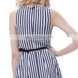 Belle Poque Stripe Pattern Stripped Sleeveless V-Neck A-Line Dress Retro Vintage 50s BP000308-1 thumbnail-6