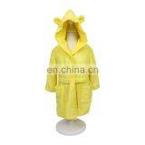 High Quality Warm and Comfortable Baby Hooded Bath Robe Coral Fleece Yellow Bathrobe for Baby thumbnail-2