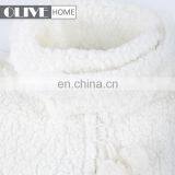 Standing Collar White Super Soft Plush Sherpa Fleece Zipper Bathrobe With Pompom thumbnail-4