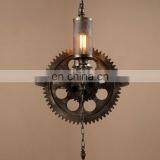 Retro Industrial Rusty Brass Wheel Vintage Lamp Chandelier for Bar thumbnail-4
