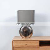 Bulk Wholesale Indoor Lighting Ceramic Base Bedroom Desk Grey Porcelain Lamps With Cloth Lampshade