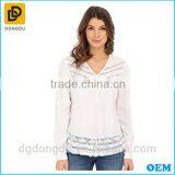 Wholesale Cotton Women Blouse Long Sleeve Casual White Lady Blouse thumbnail-1
