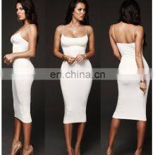 Wholesale Custom Halter Sexy Party Dress Fashion Casual Dress Sleeveless Full Slip Dress Slim Fit Solid Color Low-cut thumbnail-4