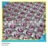 Hot Fix Aluminum Rhinestone Mesh Silver Base Pink Rhinestone SS8 2mm thumbnail-1