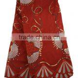 African Sequin Woven George Lace Comfortable Fabric GP1001 Red thumbnail-1