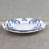 10.5 Inch Broadside Round Shape Porcelain White Glazed Blue Lotus Flower Decrated Inexpensive Hebei Factory 20PCS Ceramic Dinner thumbnail-5