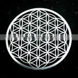 Metal Zinc Alloy Cut Out Cup Mat, Personalized Flower of Life Round Cup Coasters