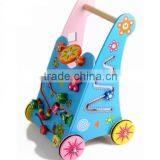 Multifunctional Wooden Toy Pram,wooden Walking Toys, Wooden Toy Trolley for Baby thumbnail-1