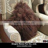 Luxury 100% Real Tibetan Mongolian Lamb Skin Fur Pillow Cover/ Pillow Case thumbnail-3