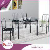 Foshan Modern Metal Base 9mm Thick Rectangle Black Lacquer Tempered Glass Dining Table for 4 Person thumbnail-4