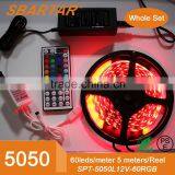 5M 5050 RGB 300 LED Non-Waterproof SMD Flexible Light Strip DC12V +24key Remote