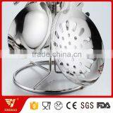 3 MM Thick 6 Pcs Kitchen Utensil Set of Stainless Cookware With Red Silicone Handle thumbnail-3