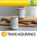 Customized Small Ceramic Storage Jar With Wood Lids thumbnail-2
