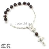 BXA-0957 925 Sterling Silver Bracelet Silver Humanity Rosary Bracelet with Black Garnet