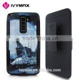 IVYMAX Hot Seller Heavy Duty Black Armor Holster Hybrid Case Cover With Belt Clip For LG K520 Stylus2/LS775 Printed Case Quality Choice