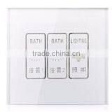 3 Gans 3 Ways Glass Panel Touch Switch ,hotel Smart Light Switch