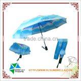 New Design Rainbow Auto 3 Folding Umbrella With Resin Ribs