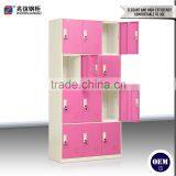 12 Door Pink Stainless Steel Wardrobe Multi-door Steel Closet Locker Fashionable Key Lock Steel Locker thumbnail-5