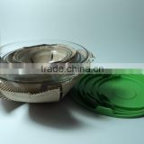 5 pieces glass mixing bowl set with colorful plastic lid