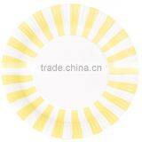 Yellow and White Stripe Paper Plates Pack Includes 12 Paper Plates Size 9" (23cm)