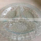 3 Partition Plate , Round Clear Glass Plate , Nut Plate , Candy Dishes thumbnail-3