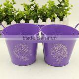 Connected Double Colourful Cartoon Style Metal Flower Bucket /planter/pot With Handle thumbnail-2
