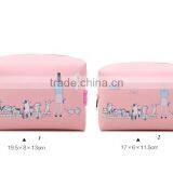 Women Pink Travel Cosmetic Bag With Zipper and Logo thumbnail-2