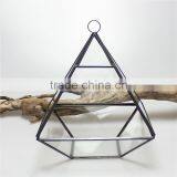 Fat Diamond Shaped Glass Greenhouse Four Drill Copper Wash Black Succulent Flower Vase thumbnail-3