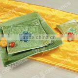 Stoneware Square Plate With Flower Design thumbnail-1