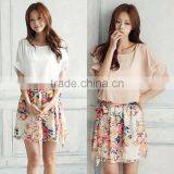 Womens Charming Crewneck Chiffon Short Sleeve Floral Casual Clothing Dress Summer Dress 2016 thumbnail-1