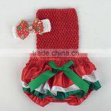 Wholesale Adorable Baby Diaper and Crochet Tube Top3 Sets , Satin Baby Bloomers, Baby Ruffle Bloomers , Toddler Cute Bloomer thumbnail-1