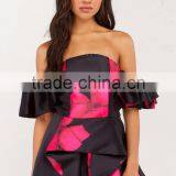 Party Floral Dress off Shoulder Puff Sleeve Newest Design Free Prom Dress thumbnail-1