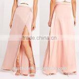 Cheap Fashion Pink Elegant Satin Magic Wrap Maxi Skirt Wholesale thumbnail-6
